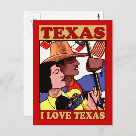  stijl I Love Texas Briefkaart (Voorkant / Achterkant)