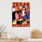  stijl I Love Texas Poster (Keuken)