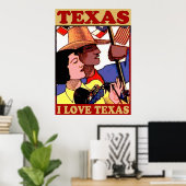  stijl I Love Texas Poster (Thuiskantoor)