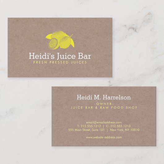  Stijl Illustratie van Citroenen op Karton Visitekaartje (Voorkant / Achterkant)