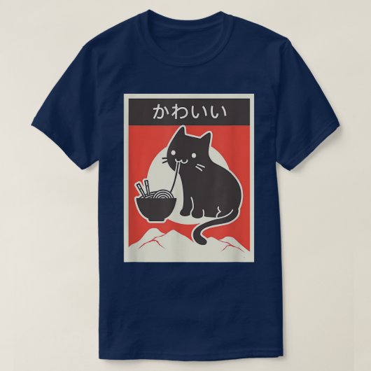  stijl Japanse Ramen Cat Kawaii T-shirt (Design voorkant)