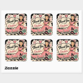 Stijl jaren 50  vierkante sticker (Vel)