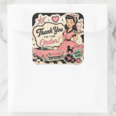 Stijl jaren 50  vierkante sticker (Tas)