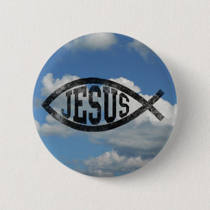 stijl Jesus Fish Ichthys Ronde Button 5,7 Cm