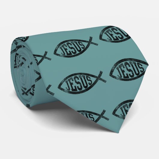  stijl Jesus Fish Ichthys Stropdas (Opgerold)