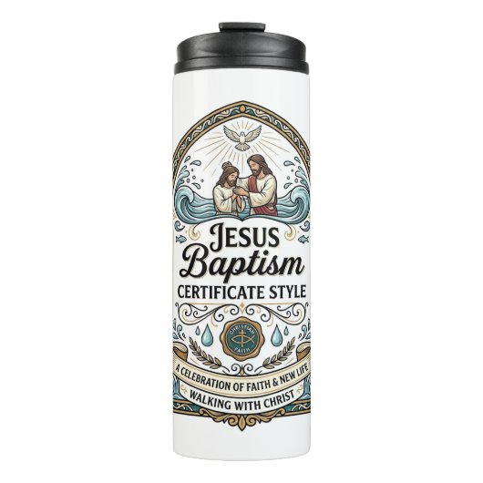 Stijl Jezus Doop Certificaat Jezus Doop Certificaa Thermosbeker (Voorkant)