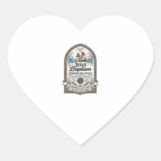 Stijl Jezus Doopcertificaat Jezus Doop Certificaat Hart Sticker (Voorkant)