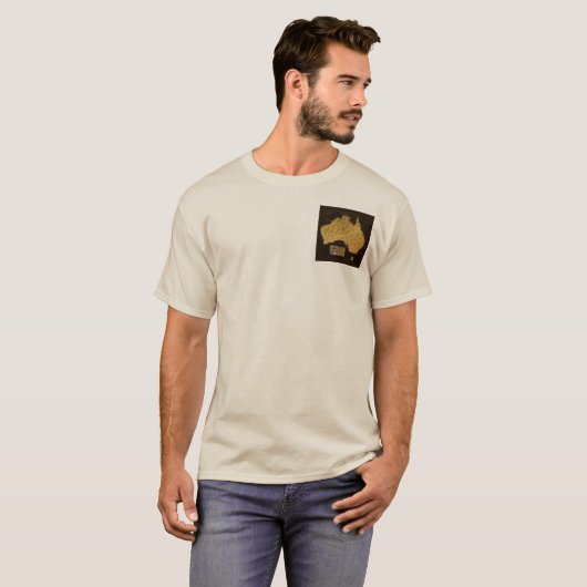 -stijl Kaart van Australië met Gold-effect T-shirt (Voorkant volledig)