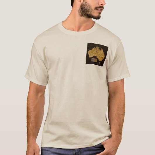 -stijl Kaart van Australië met Gold-effect T-shirt (Voorkant)