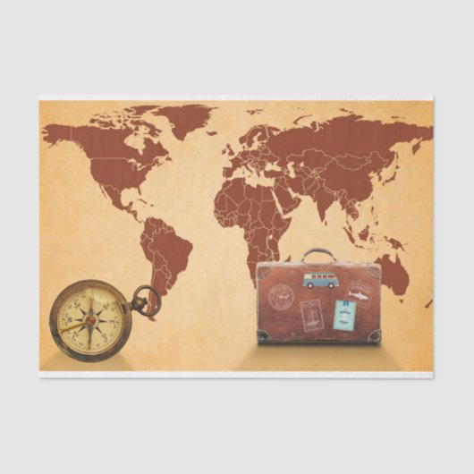  Stijl, Kaart van de Wereld Print Tissuepapier (Voorkant)