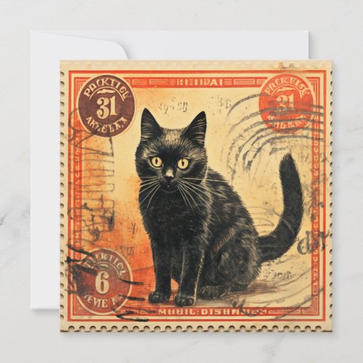 stijl kat postzegel plat Wenskaart (Voorkant)