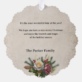  stijl Kerst Bloemen Stilleven w/Pine Ornament Kaart (Achterkant)