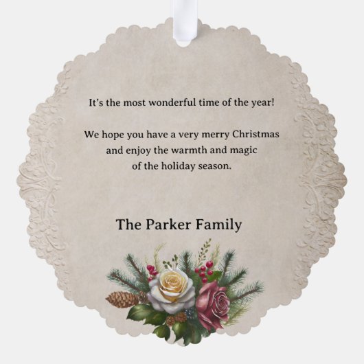  stijl Kerst Bloemen Stilleven w/Pine Ornament Kaart (Achterkant)