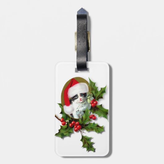 stijl kerst kitten bagagelabel (Achterkant verticaal)