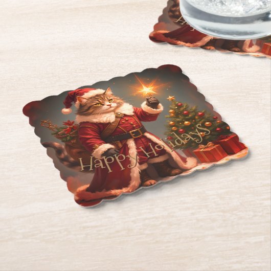  stijl kerst kitty cat kartonnen onderzetters (Gebogen)