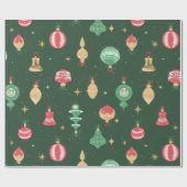  stijl kerst ornament patroon - groen cadeaupapier (Vlak)