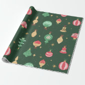  stijl kerst ornament patroon - groen cadeaupapier (Uitgerold)