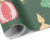  stijl kerst ornament patroon - groen cadeaupapier (Rol Hoek)
