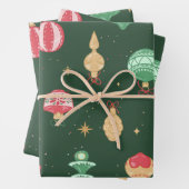  stijl kerst ornament patroon - groen inpakpapier vel (In situ)
