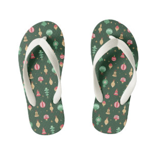  stijl kerst ornament patroon - groen kinder teenslippers