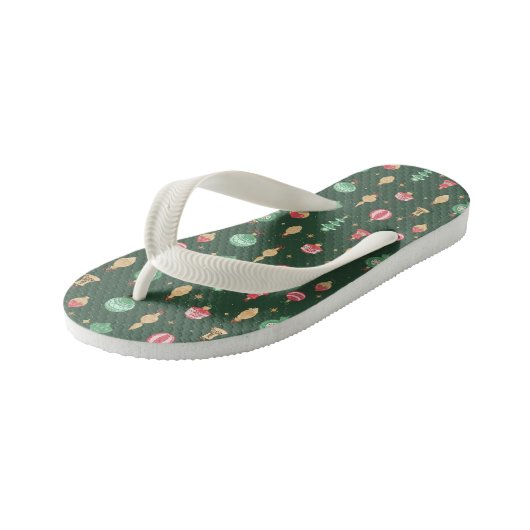  stijl kerst ornament patroon - groen kinder teenslippers (Schuin)