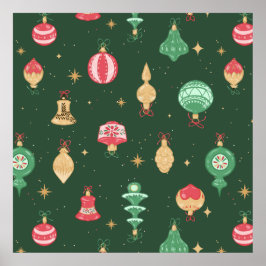  stijl kerst ornament patroon - groen poster