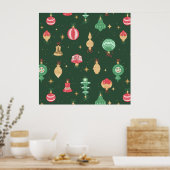  stijl kerst ornament patroon - groen poster (Keuken)