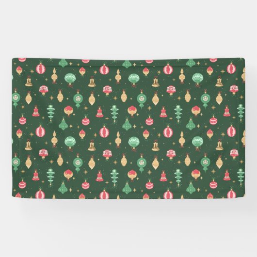  stijl kerst ornament patroon - groen spandoek (Horizontaal)