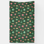  stijl kerst ornament patroon - groen spandoek (Verticaal)