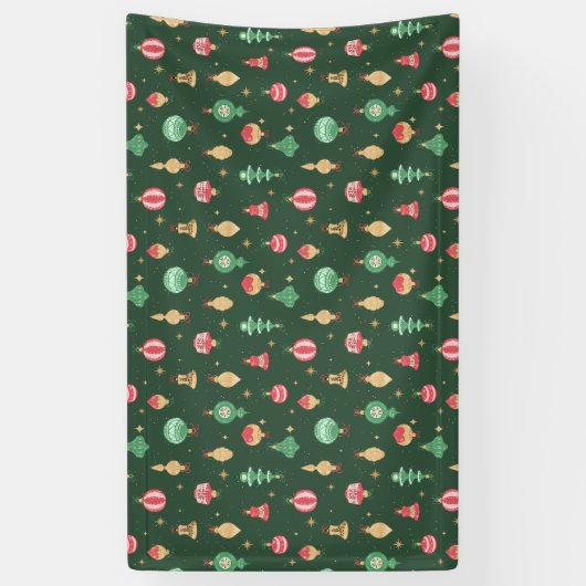  stijl kerst ornament patroon - groen spandoek (Verticaal)