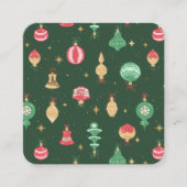 stijl kerst ornament patroon - groen vierkante visitekaartje (Voorkant)