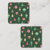  stijl kerst ornament patroon - groen vierkante visitekaartje (Voorkant / Achterkant)