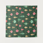  stijl kerst ornament patroon - groen wandkleed (Voorkant (horizontaal))