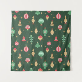  stijl kerst ornament patroon - groen wandkleed