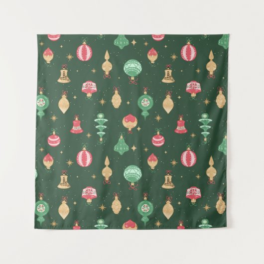  stijl kerst ornament patroon - groen wandkleed (Voorkant)