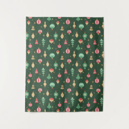  stijl kerst ornament patroon - groen wandkleed