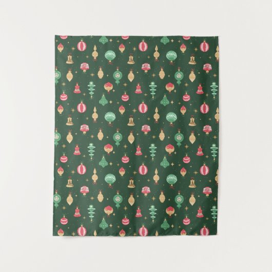  stijl kerst ornament patroon - groen wandkleed (Voorkant)