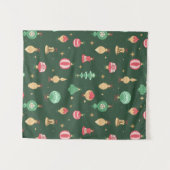  stijl kerst ornament patroon - groen wandkleed (Voorkant (horizontaal))