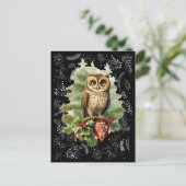  stijl kerst sneeuwuil en Evergreen Briefkaart (Staand voorkant)