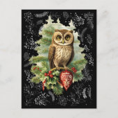  stijl kerst sneeuwuil en Evergreen Briefkaart (Voorkant)