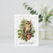 stijl kerst sneeuwuil en Evergreen Briefkaart (Staand voorkant)