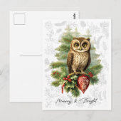 stijl kerst sneeuwuil en Evergreen Briefkaart (Voorkant / Achterkant)