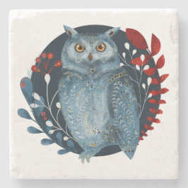 stijl kerst uil stenen onderzetter