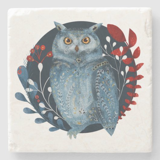  stijl kerst uil stenen onderzetter (Voorkant)