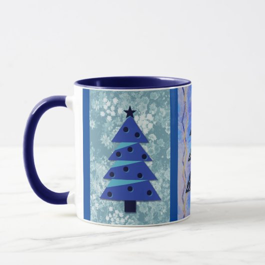  Stijl Kerstboom Blauwe Kunst Mok Cup (Links)