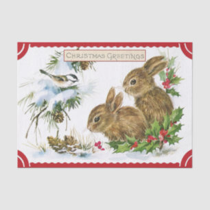 stijl kerstkonijnen met vogelvriend tissuepapier
