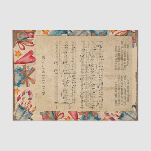  Stijl Kerstmis Bladmuziek Stille Nacht Tissuepapier (Voorkant)