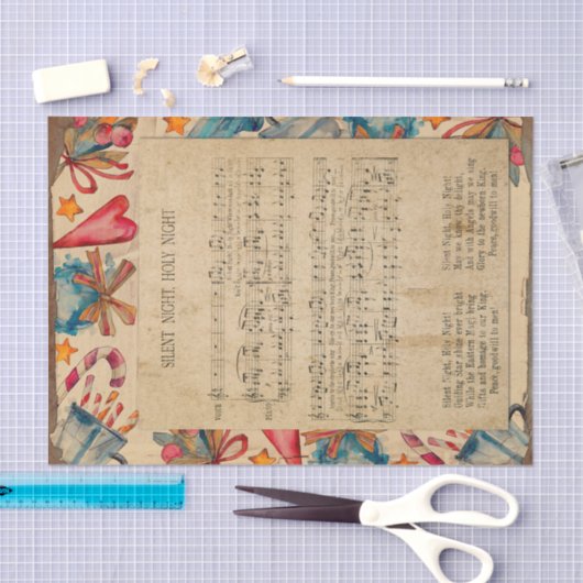  Stijl Kerstmis Bladmuziek Stille Nacht Tissuepapier (Craft)