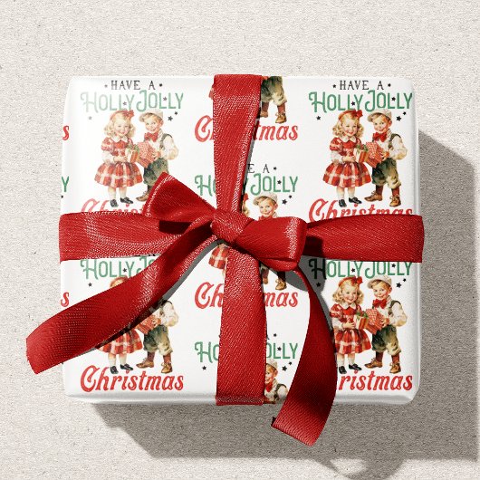  Stijl Kerstmis Kinderen Holly Jolly Cadeaupapier