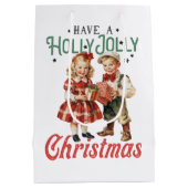  Stijl Kerstmis Kinderen Holly Jolly Medium Cadeauzakje (Achterkant)